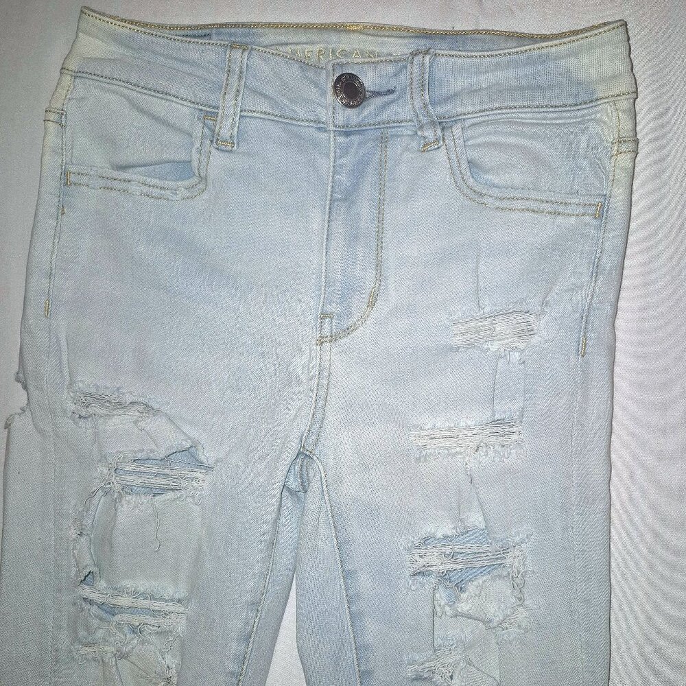 American Eagle Distress super stretch skinny jeans size 0 / 26" Waist